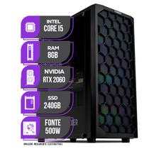 PC Gamer Mancer, Intel i5 8º, Placa de Video RTX 2060 6GB, 8GB DDR4, SSD 240GB, Fonte 500W 80 Plus