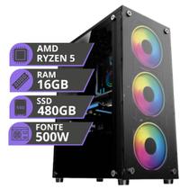 PC Gamer MRP Informática Processador AMD Ryzen 5 Memória 16gb SSD 480 Fonte 500W Windows 10