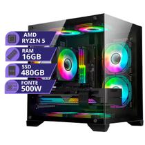PC Gamer MRP Informática Processador Amd Ryzen 5 Memória 16gb SSD 480gb Placa de Vídeo GT 610 Fonte 500W Windows 11