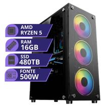 PC Gamer MRP Informática Processador Amd Ryzen 5 Memória 16gb SSD 480gb Placa de Vídeo GT610 Fonte 500W Windows 11