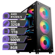 PC Gamer MRP Informática Processador Amd Ryzen 5 Memória 32gb SSD 1tb Placa de VídeoRx580 8gb Fonte 500W Windows 11 - Mrp Informatica