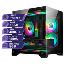 PC Gamer MRP Informática Processador AMD Ryzen 7 5700x Memória 16gb SSD 480gb RTX 4060 8gb Fonte 500W Windows 11