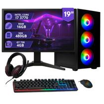 PC Gamer MRP Informática Processador Intel Core I7 3.4GHz Memória 16gb SSD 480gb Placa Vídeo 4gb Fonte 500W Monitor 19 LED Windows 10