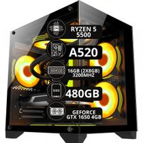 Pc Gamer Option Amd Ryzen 5 5500 16gb GTX 1650 4gb Ssd 480gb Gabinete aquario