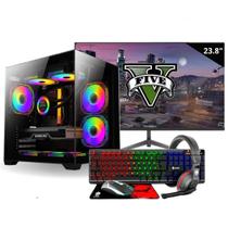 PC Gamer Preto Completo Intel i7 Placa de vídeo 4GB Ram 16GB SSD 480GB Monitor 23 Polegadas Wi-fi