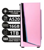 Pc Gamer Rosa AMD Ryzen 7 5700g A520 16gb Ddr4 Ssd 1tb