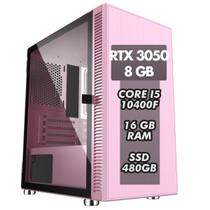 PC Gamer Rosa Intel Core I5 10400F 16 GB 480GB RTX 3050 8 GB
