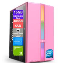 PC Gamer Rosa Intel Core I7 16 GB 480 GB GT 730 4GB - Option Soluções