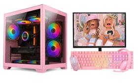PC Gamer Rosa Pink Completo Intel Core i5 Memoria Ram 16GB SSD 240GB Monitor Kit Gamer Rosa