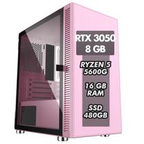 PC Gamer Rosa Ryzen 5 5600G 16 GB 480 GB RTX 3050 8 GB - Option Soluções