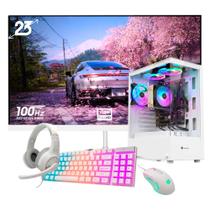 PC Gamer Ryzen 5 2400g 16GB SSD 512GB Monitor 23” + Combo Gamer e Gabinete branco com 3 Fans