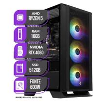PC Gamer RYZEN 5 5500, RTX 4060 8GB, 16GB DDR4, SSD 512GB M.2, 600W 80 Plus - PerfectInfo