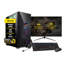 Pc gamer Ryzen 5 5600G 16GB RAM DDR4 SSD 480GB Monitor 24''