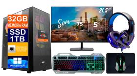 Pc Gamer Ryzen 5 5600g, Ssd 1tb, 32gb, B550m + Monitor 21.5p - Tech Power Shop