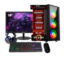 PC Gamer Ryzen 5 5600GT 16GB SSD 480GB + Monitor 19" - Performance e Qualidade para Gamers e Profissionais