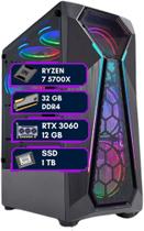 PC GAMER RYZEN 7 5700x,MB A520, 32GB Ram DDR4, SSD 1TB, GTX 3060 12GB,Water Coler 120MM Led