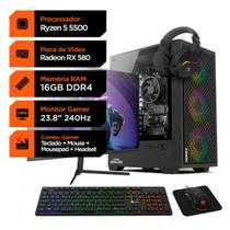 PC Gamer Soldier, AMD Ryzen 5 5500, Radeon RX 580 8GB, 16GB DDR4, SSD 240GB + Monitor Superframe 240Hz + Combo Gamer