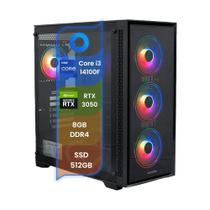 PC Gamer TOP Concórdia Processador Intel Core i3 14100F 8GB SSD 512GB RTX 3050 Fonte 500W FreeDos