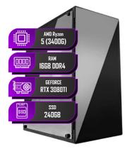 PC Gamer Ultra power AMD Ryzen 5 (3400g), 16gb, RTX 3080TI (12gb), SSD 240gb