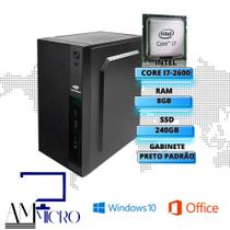 Pc intel core i7-2600 com 8gb de ram e ssd 240gb sata e gabinete com fonte