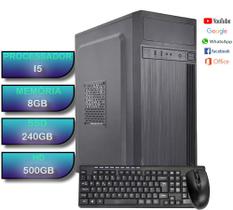 Pc intel i5 8gb hd 500gb + ssd 240gb teclado e mouse - AGS