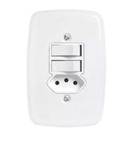 Pct 02 Conjunto de Embutir Pluzie 4x2 2 Int. + 1 Tomada 10a Pct 02 Conjunto de Embutir Pluzie 4x2 2 Int. + 1 Tomada 10a