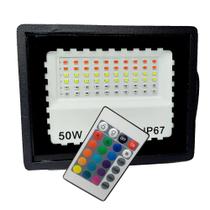 Pct 02 Refletor LED 50w Prova D,água RGB Color C/ Memória