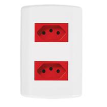 Pct 04 Conjunto Modular de Embutir 4x2 2 Tomada Vermelha 20a Pct 04 Conjunto Modular de Embutir 4x2 2 Tomada Vermelha 20a