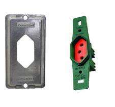 Pct 04 Espelho Condulete 3/4 Alumínio C/ Tomada 20a Vermelha Pct 04 Espelho Condulete 3/4 Alumínio C/ Tomada 20a Vermelha