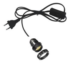 Pct 04 Luminária Pendente PP 2x1 P/ Lâmpada E27 Abajur 1,2m Pct 04 Luminária Pendente PP 2x1 P/ Lâmpada E27 Abajur 1,2m