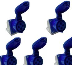 Pct 05 Tomada Industrial Sobrepor Fêmea 16A 220-240V 3P+T 9H