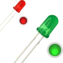 Pct 20 Conector Botão Led Difuso 5mm (10 Verde 10 Vermelho)