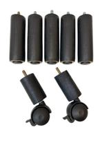 Pé Cama Box 12 Cm Preto 7 Peças 5 Fixos 2 Rodinhas c/ trava PREMIUM