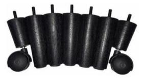Pé Cama Box 12cm Preto 7 pcs 5 fixo + 2 Com Rodinhas