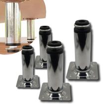 Pé Com Regulagem Redondo 10cm Kit 4 Para Armário De Metal