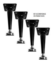 Pé Cônico Regulável P/móveis Caad 18cm Preto 06 Pçs+paraf