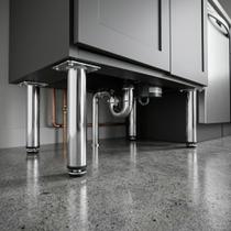 Pé De Ferro Tubular 20cm Para Sofá Rack Sapata Niveladora Borracha Resistente Kit Reposição
