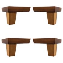 Pé de Madeira Cantoneira Universal Para Móveis Kit 4 Unidades Com Parafusos