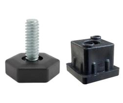 Pé nivelador sextavado 1/4 base 22mm + bucha - 20Pçs