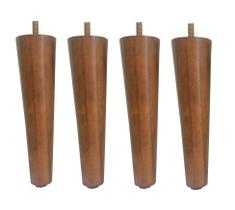 Pé Palito 10cm Madeira Maciça Amêndoa Marrom Claro 4 Uni.