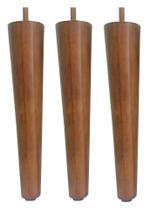 Pé Palito 30cm Amendoa Marrom Claro Madeira Maciça 3 Uni.