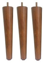 Pé Palito 30cm Amendoa Marrom Claro Madeira Maciça 3 Uni.