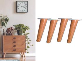 Pé Palito Retro C/ Base Metal 15cm Angelim - Kit 4pcs