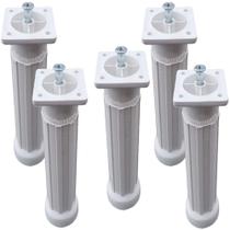 Pe Para Armario Tokio 14 a 17cm Branco 5 Peças + Parafusos Pe Para Armario Tokio 14 a 17cm Branco 5 Peças + Parafusos