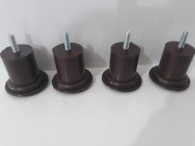 Pé Para Cama Box e Sofá 60mm x 60mm Marrom Redondo Kit 6 unidades