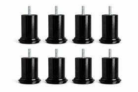 Pé Para Cama Box e Sofá 8cm de Altura Resistente Preto Kit 6 unidades
