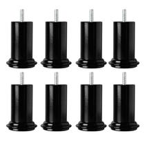 Pé Para Cama Box e Sofá 8cm de Altura Resistente Preto Redondo Kit 4 unidades