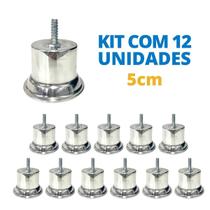 Pé Para Cama Box Sofá Móveis Super Resistente Alumínio Com Concreto 5cm Com Parafuso Soberba - 12 Peças