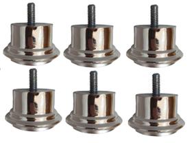 Pé Para Sofá 3,3cm Metalizado Redondo Kit 6 unidades