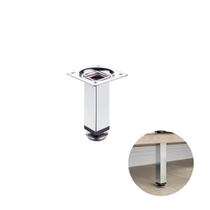 Pé Quadrado de Aço Cromado de 10 Cm Com Regulagem Para Armários Hd